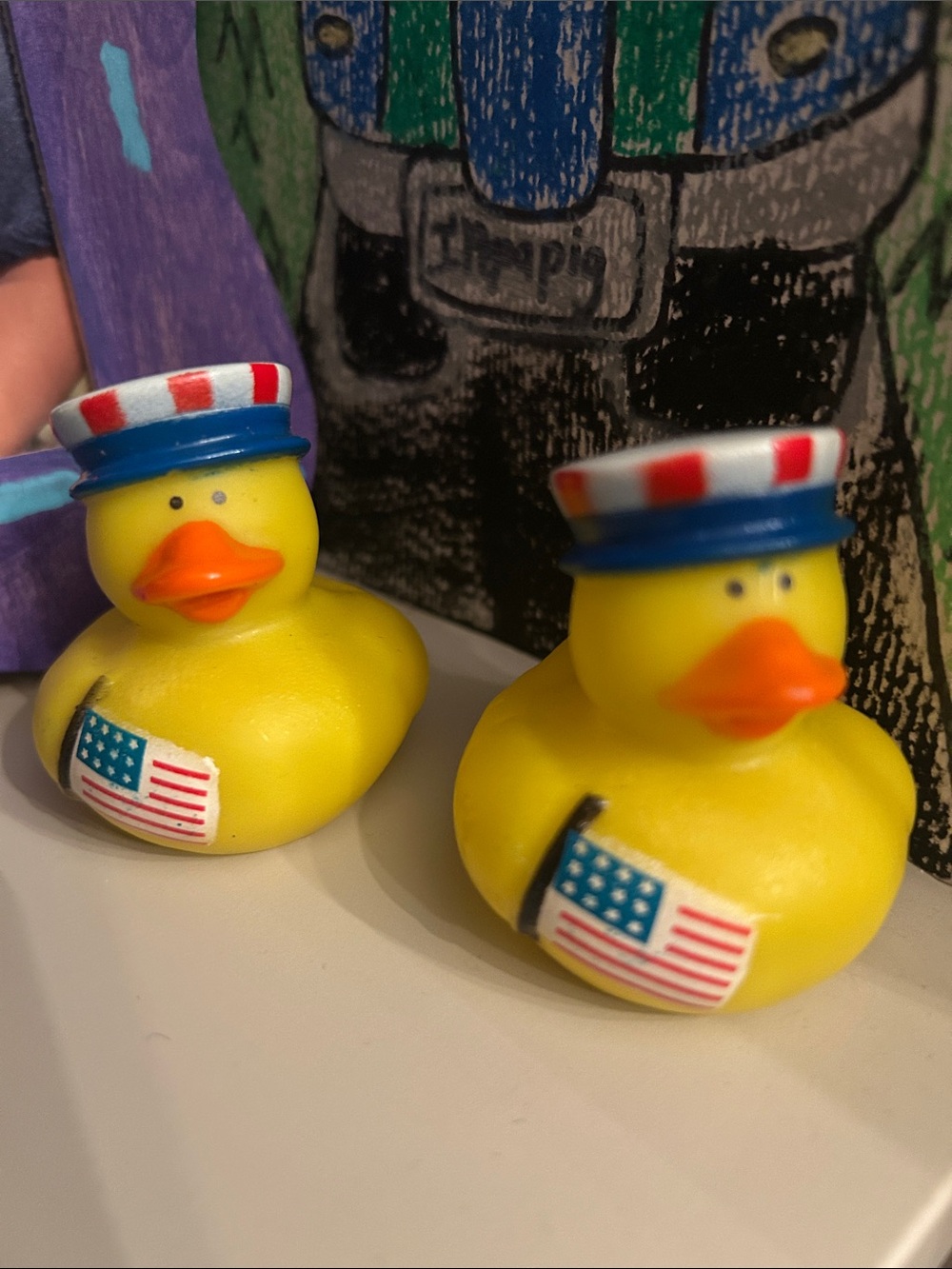 Patriotic Rubber Duck Set - Yellow with American Flag Hats